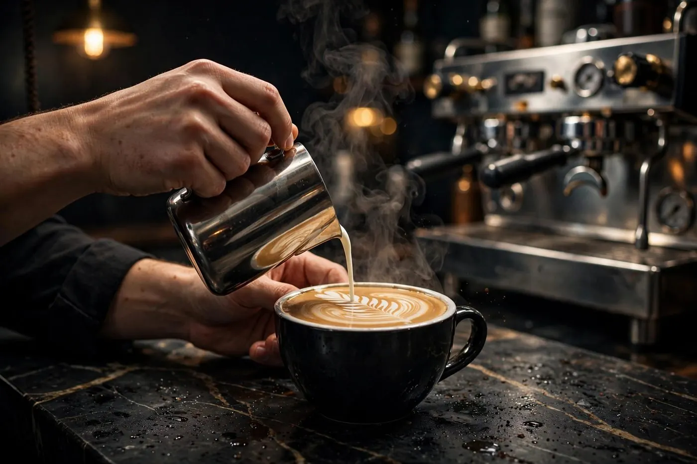 Latte art at the coffee bar