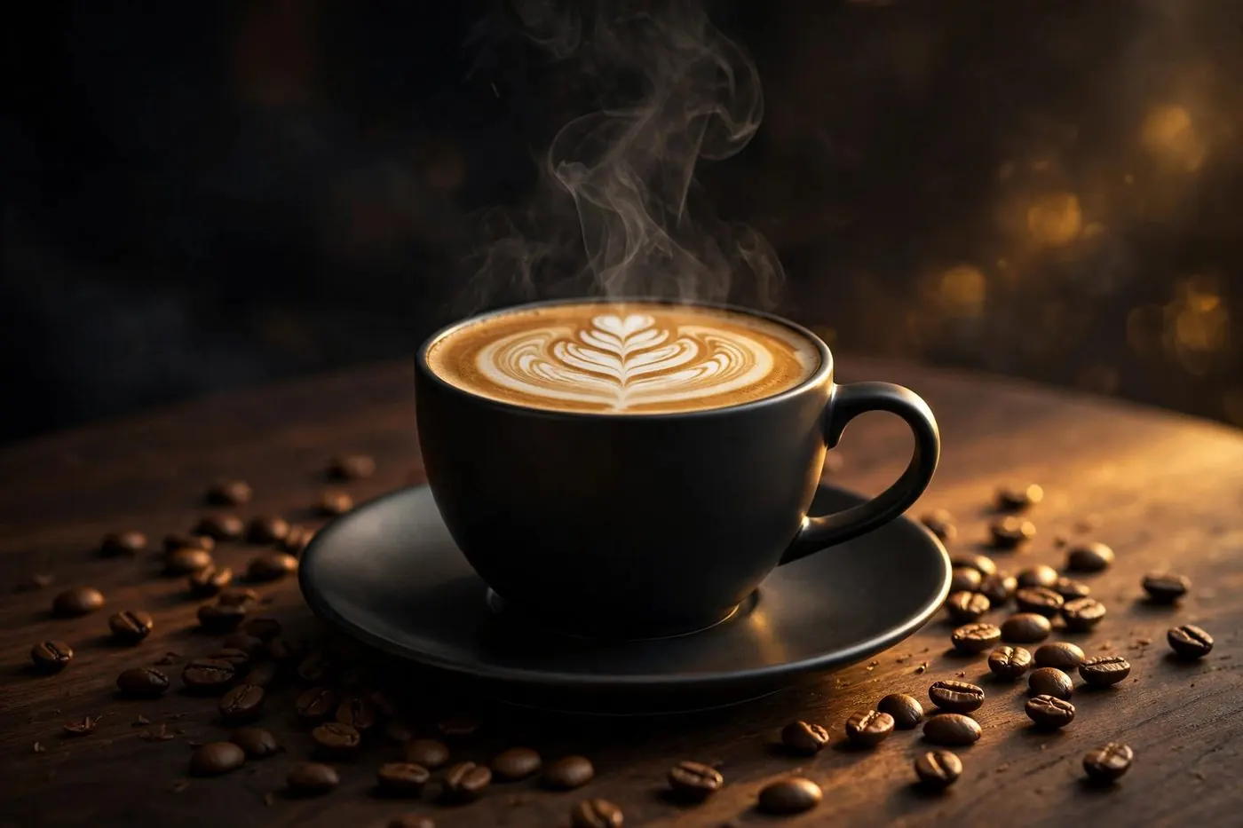 Flat white with rosetta art